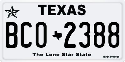 TX license plate BCO2388