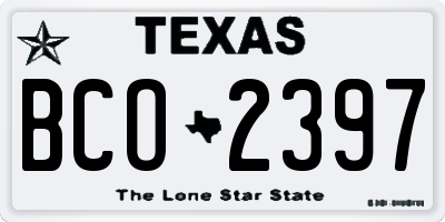 TX license plate BCO2397