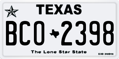 TX license plate BCO2398