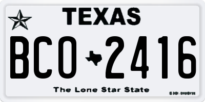 TX license plate BCO2416