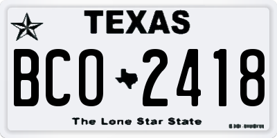 TX license plate BCO2418