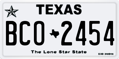 TX license plate BCO2454