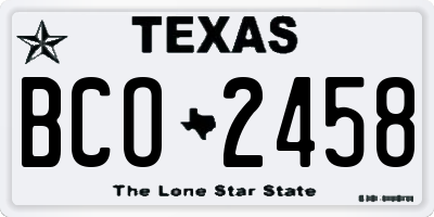 TX license plate BCO2458