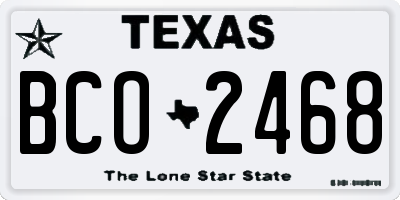 TX license plate BCO2468