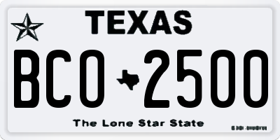 TX license plate BCO2500