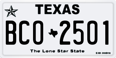 TX license plate BCO2501