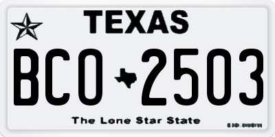 TX license plate BCO2503