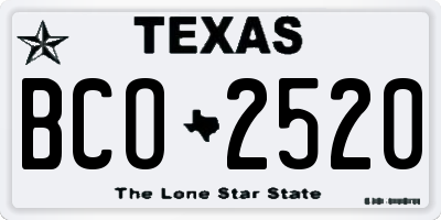 TX license plate BCO2520