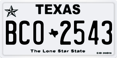 TX license plate BCO2543