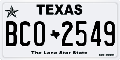 TX license plate BCO2549