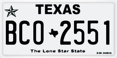 TX license plate BCO2551