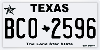 TX license plate BCO2596