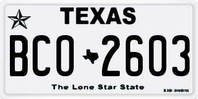 TX license plate BCO2603