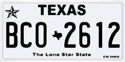 TX license plate BCO2612