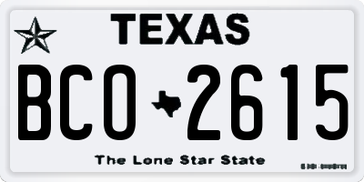 TX license plate BCO2615