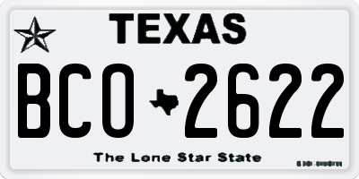 TX license plate BCO2622