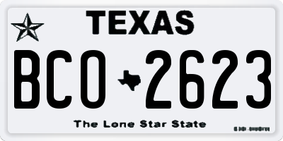 TX license plate BCO2623