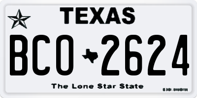TX license plate BCO2624