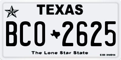TX license plate BCO2625
