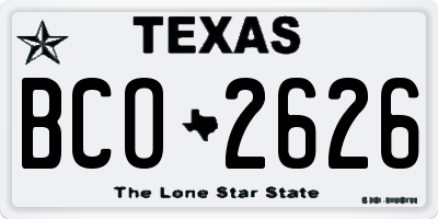 TX license plate BCO2626