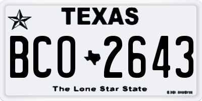 TX license plate BCO2643