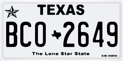 TX license plate BCO2649