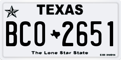 TX license plate BCO2651