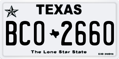 TX license plate BCO2660