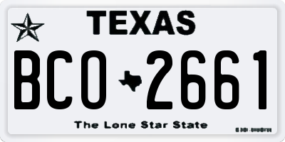TX license plate BCO2661