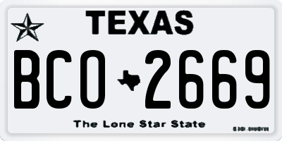 TX license plate BCO2669