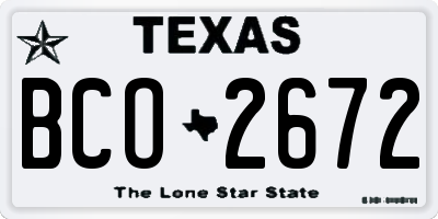 TX license plate BCO2672