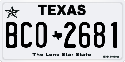TX license plate BCO2681