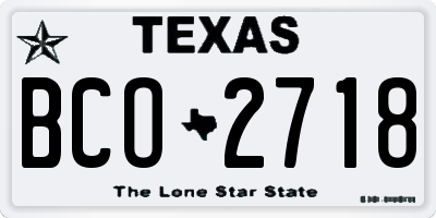 TX license plate BCO2718