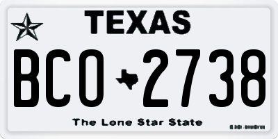 TX license plate BCO2738