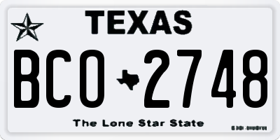 TX license plate BCO2748