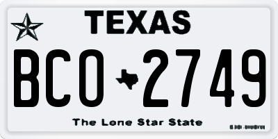 TX license plate BCO2749