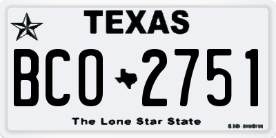TX license plate BCO2751