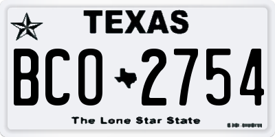 TX license plate BCO2754