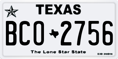 TX license plate BCO2756
