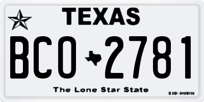 TX license plate BCO2781
