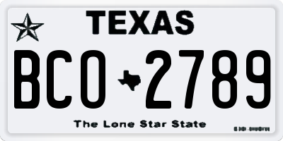 TX license plate BCO2789