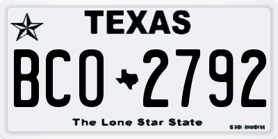 TX license plate BCO2792