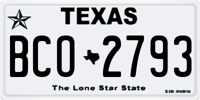TX license plate BCO2793