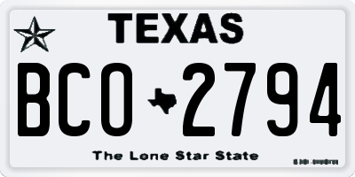 TX license plate BCO2794