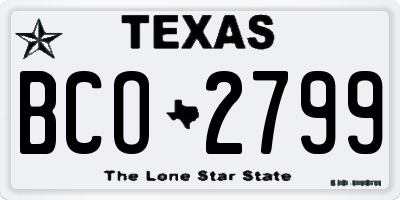 TX license plate BCO2799