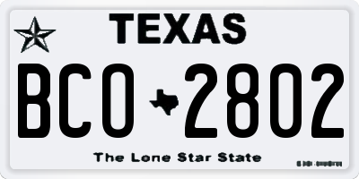 TX license plate BCO2802