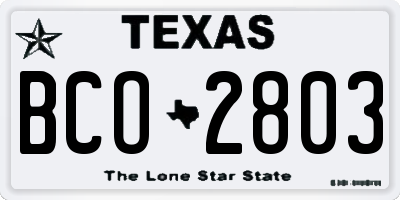 TX license plate BCO2803