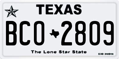 TX license plate BCO2809