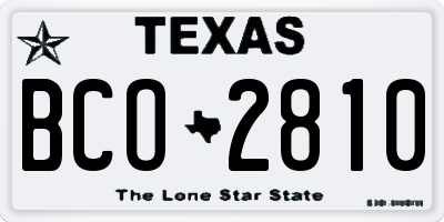 TX license plate BCO2810