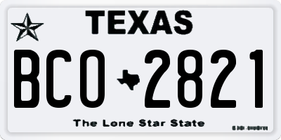 TX license plate BCO2821